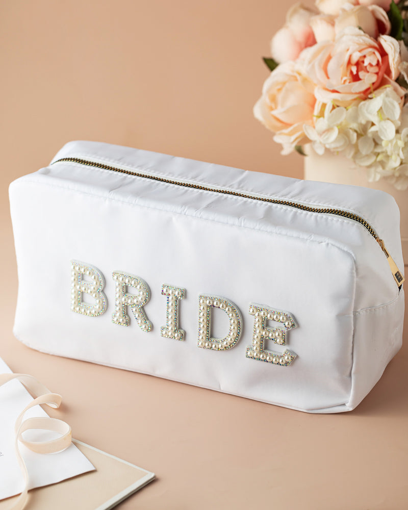 Pearl Makeup Bag with initial or text