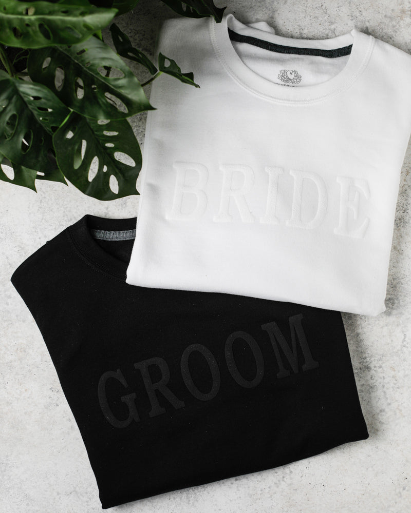 Embossed Bride & Groom Sweatshirts