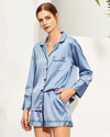 Dusty Blue Satin Long Sleeve & Short Pajama