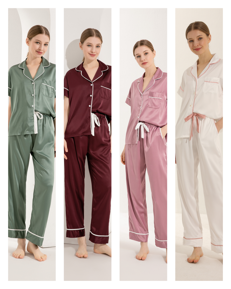 Short Sleeve+ Long Pants women's Pajamas
