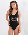 bride squad swimsuit black for bachelorette wedding and bridesmaid gifts 