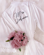Bridal Party Lace Robe W/Back  Add any Text