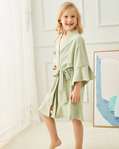green robe flower girl spa party birthday party robes
