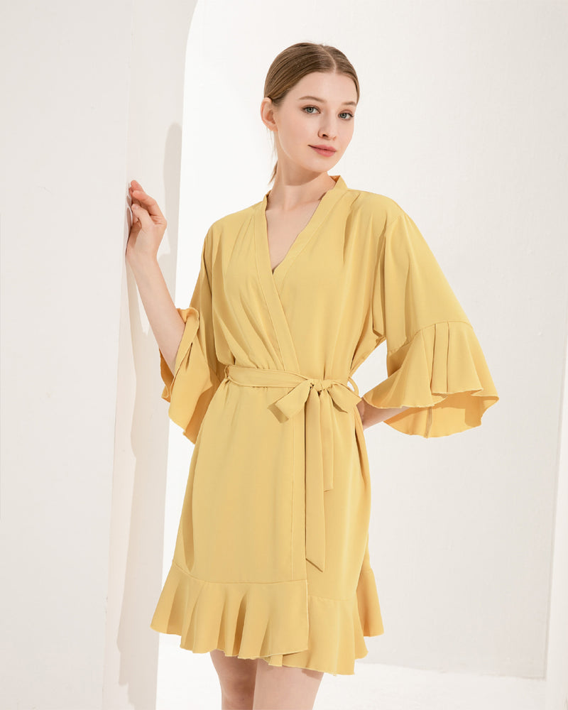 Ruffle Robe with Back Text