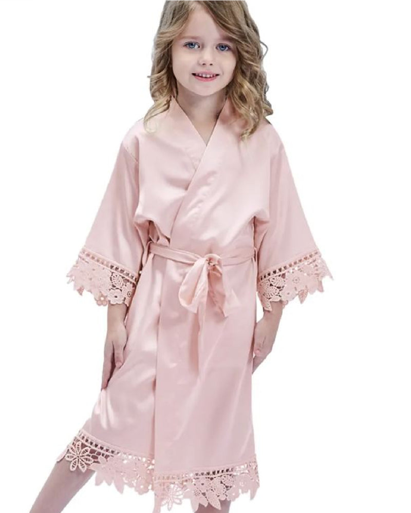 Silk Bridal Party Lace Robe W/ Back Title