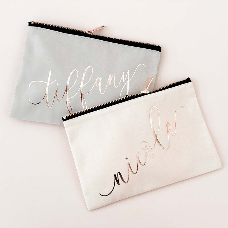 Custom Name Canvas Cosmetic Bags