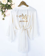 Mrs. Personalized Cotton Lace Robe