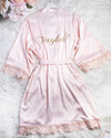 Satin Lace Robe W/Back Text & Heart
