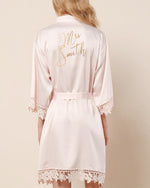 bride lace silk robe blush white 