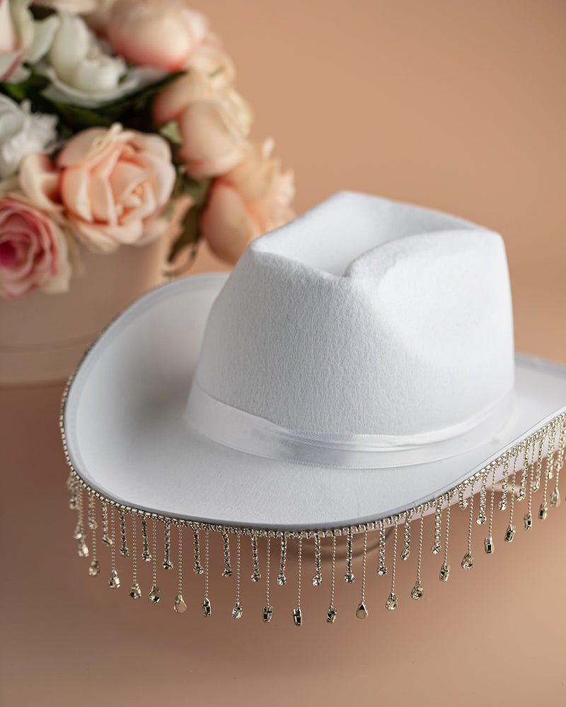 Cowboy bachelorette party  hat white 