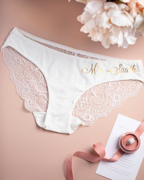 white bride  customized panties 