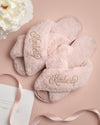 dusty pink slippers wedding bridesmaid gifts