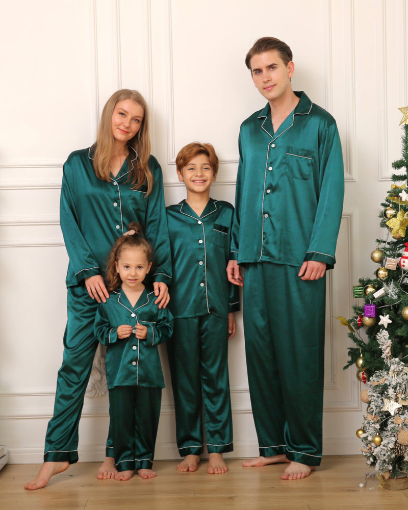 Christmas Satin Pjs for Family, Custom Satin Pajamas, Christmas Pajamas,  Christmas Gift, Satin Pjs, Personalized Pjs, Xmas Eve Gift LL 