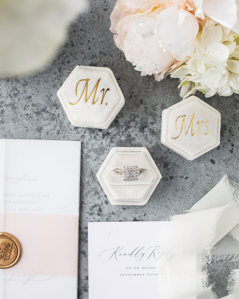 Mrs. Mr. Personalized Velvet Ring Box