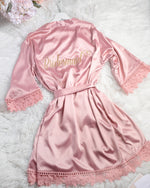 Silk Lace Robe W/ Back Title and heart