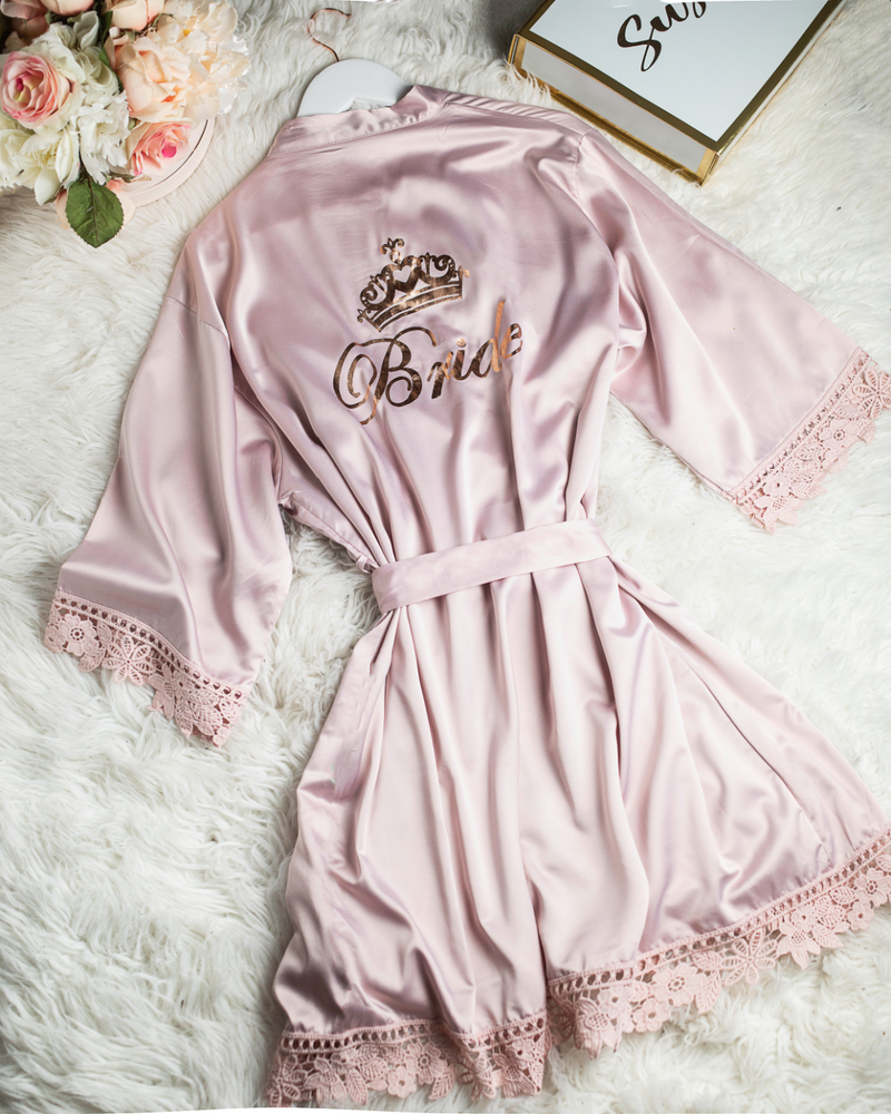 Silky Lace Robe w/back Title & Crown