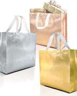 Silver- Reusable Tote Gift Bag "12.8 X 11” In