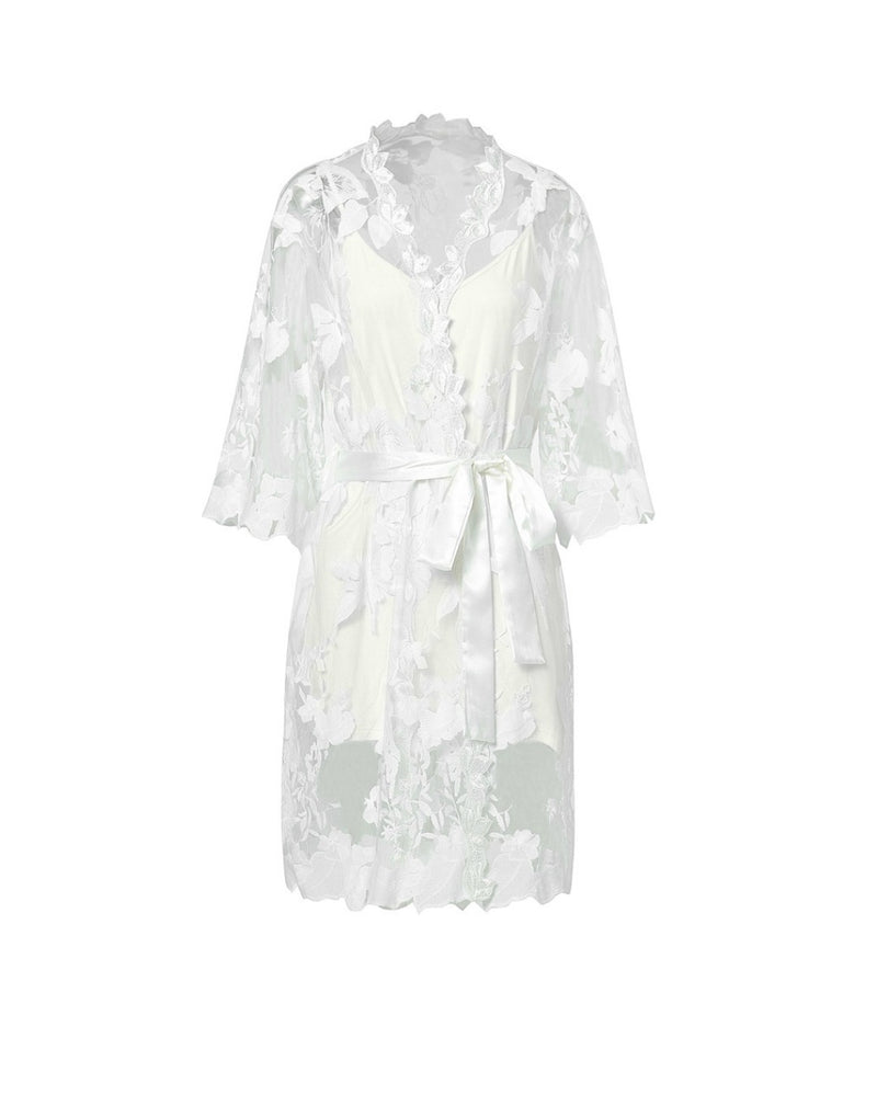 Leaf Print White Dress