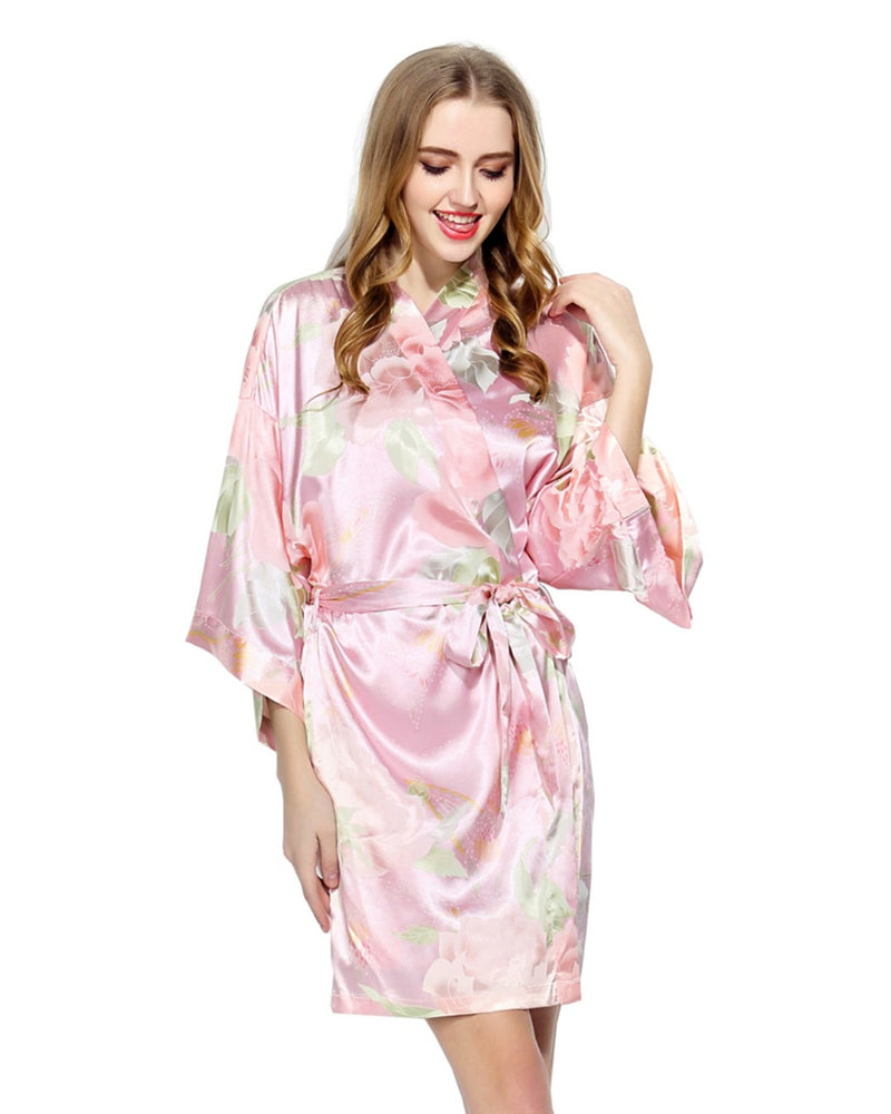 Bridal robes, bride robe kimono, silk robe, floral silk robe bridal ...