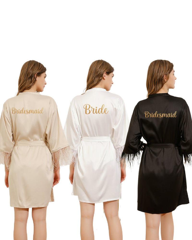 Satin Feather Robes W/Back Titles