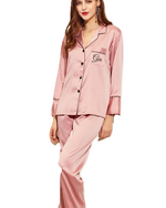 pajama with front name silk pink 