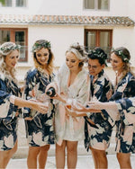 floral palm robes wedding navy robes