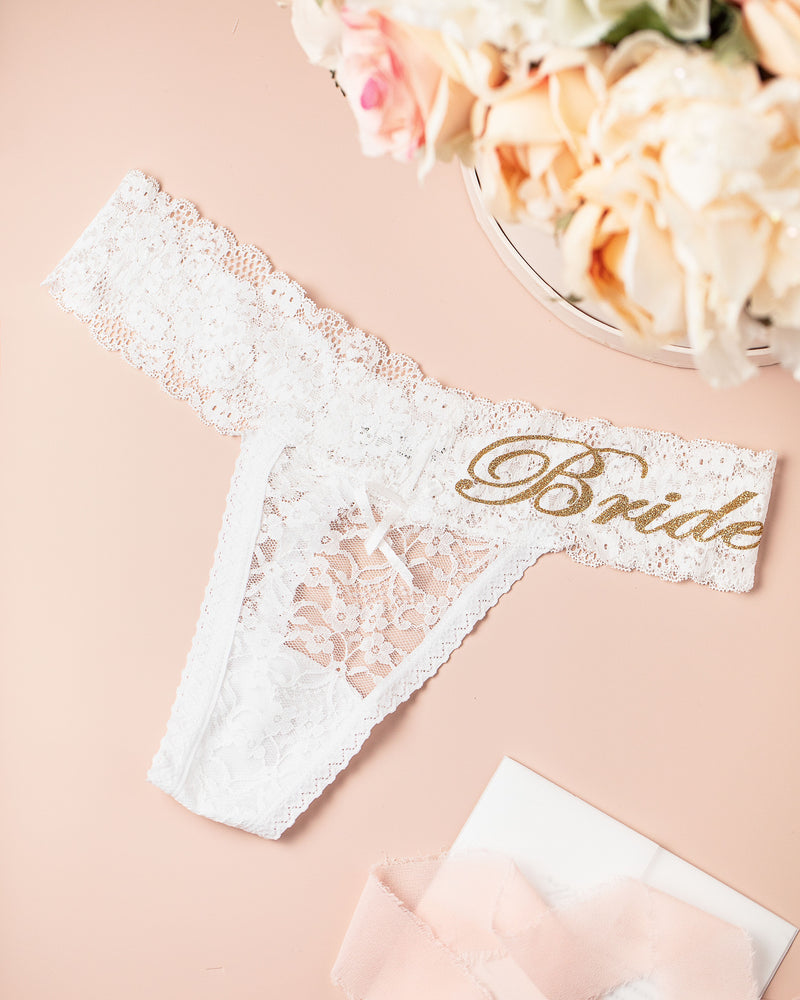 Personalized Mrs. Underwear Off White Bridal Lingerie Monogrammed  Embroidered Bride Panties Honeymoon Thong Lace Wedding Panties - AliExpress