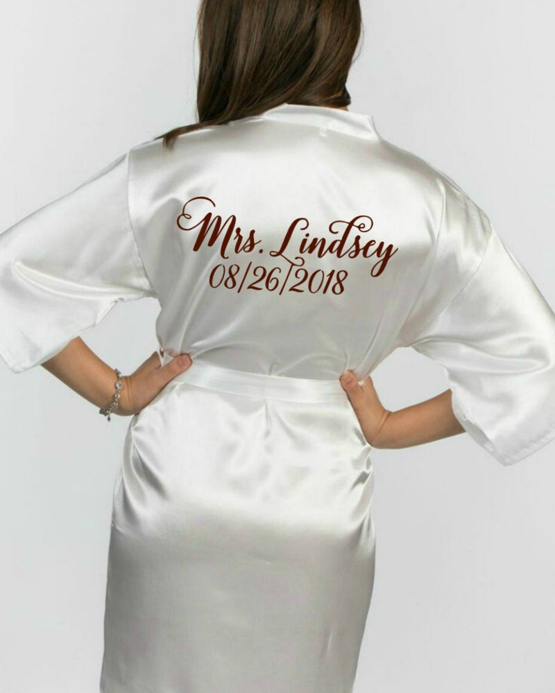 Silk Robe Mrs. Last Name and Date