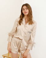 Feather Long Sleeve + Short Pajama W/Front Customization